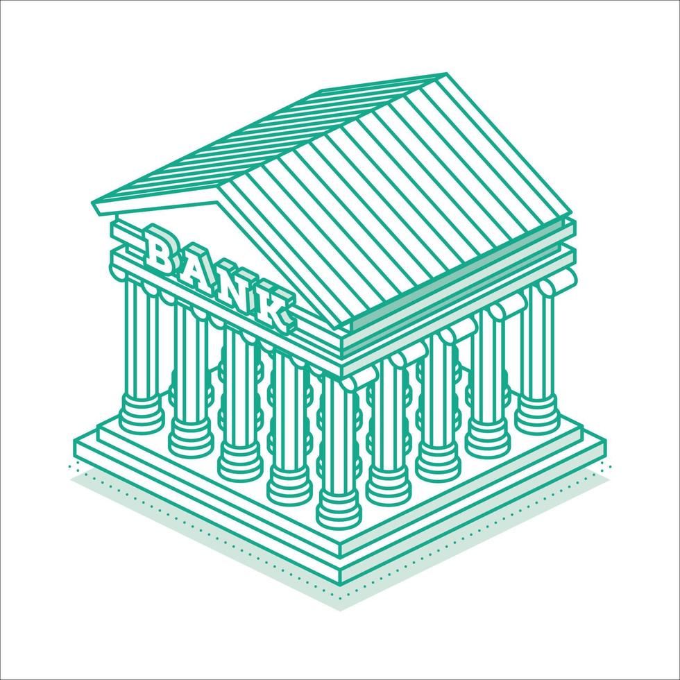 byggnad av central Bank eller kommersiell Bank isolerat på vit. vektor illustration.