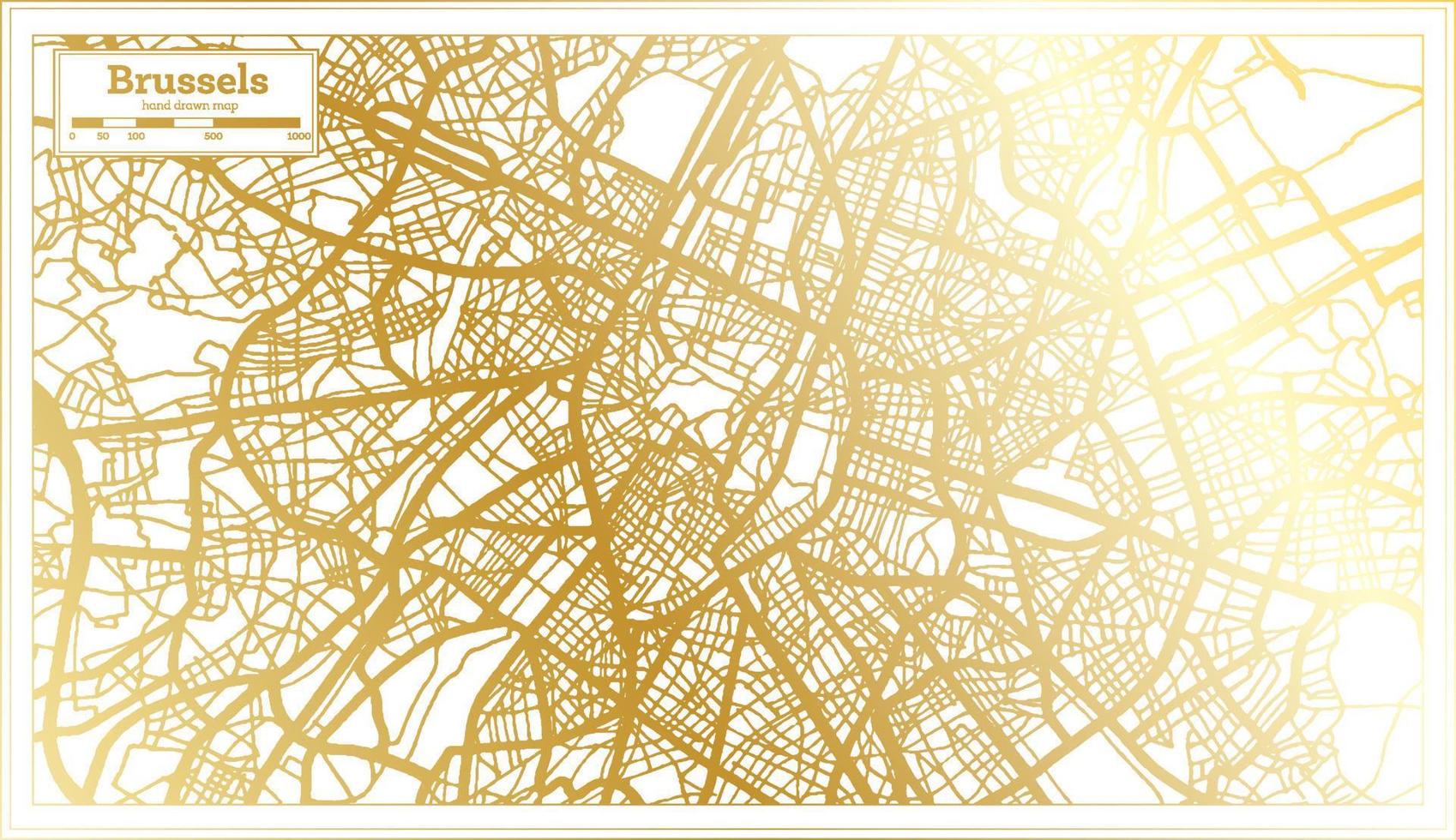 bryssel belgien stad Karta i retro stil i gyllene Färg. översikt Karta. vektor