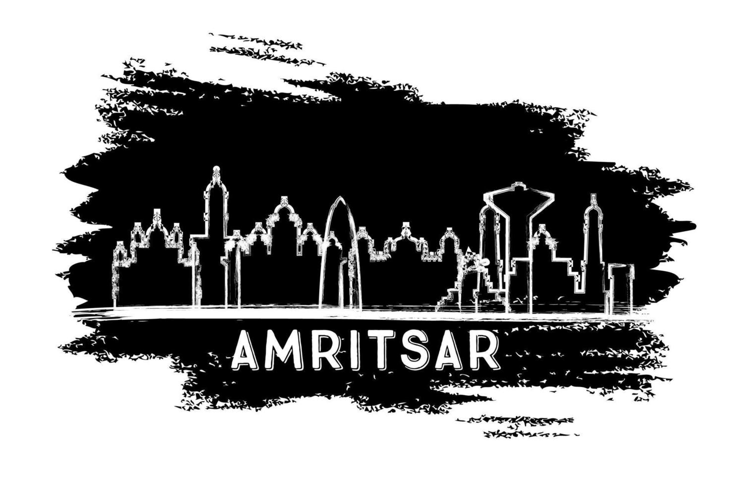 Skyline-Silhouette der Stadt Amritsar Indien. handgezeichnete Skizze. vektor