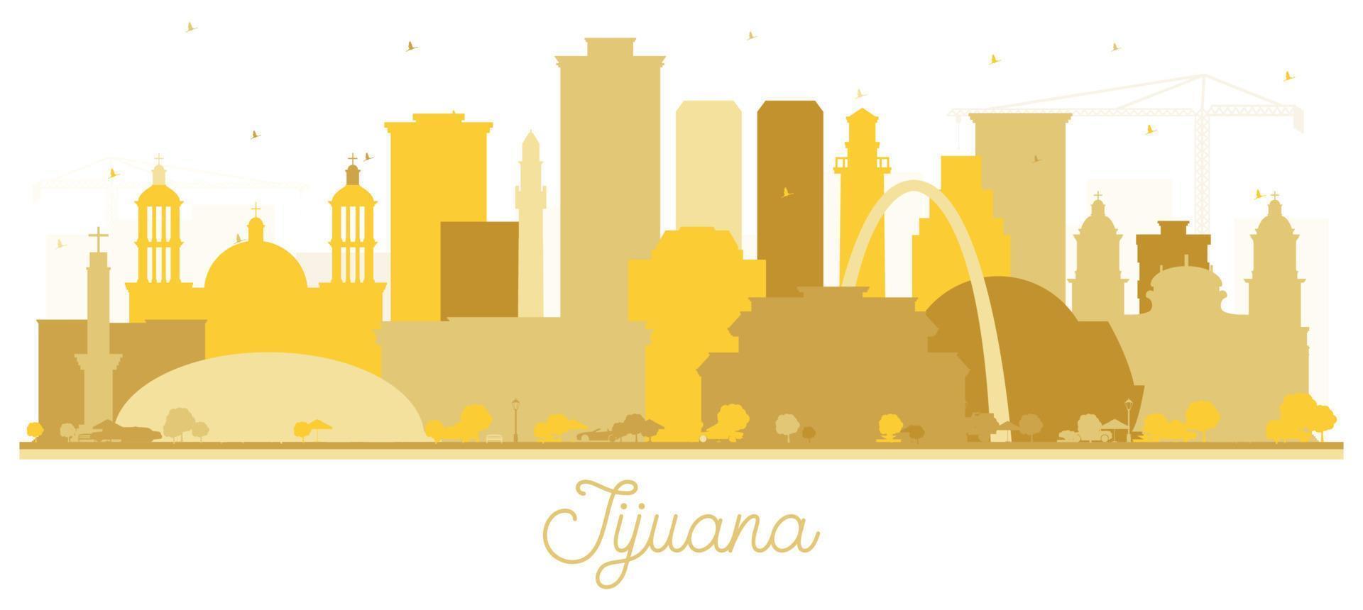 tijuana mexiko city skyline silhouette mit goldenen gebäuden isoliert auf weiß. vektor