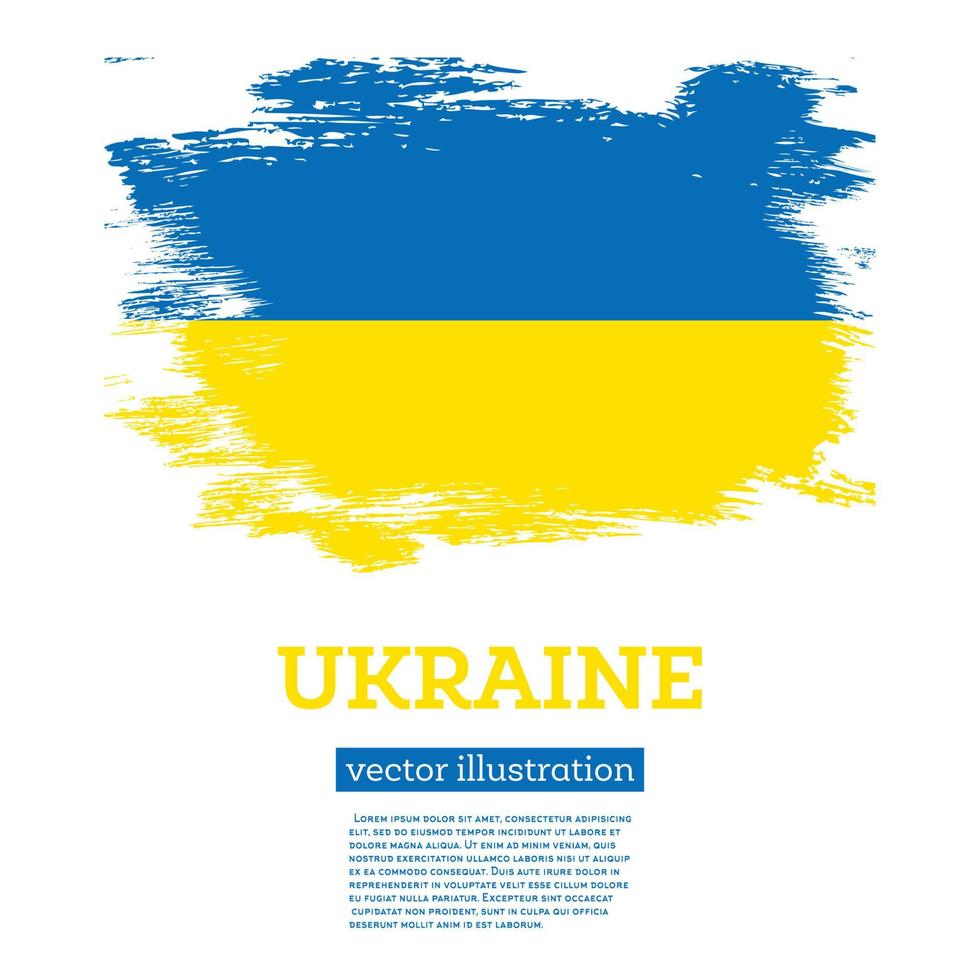 ukraina flagga med borsta slag. vektor illustration.