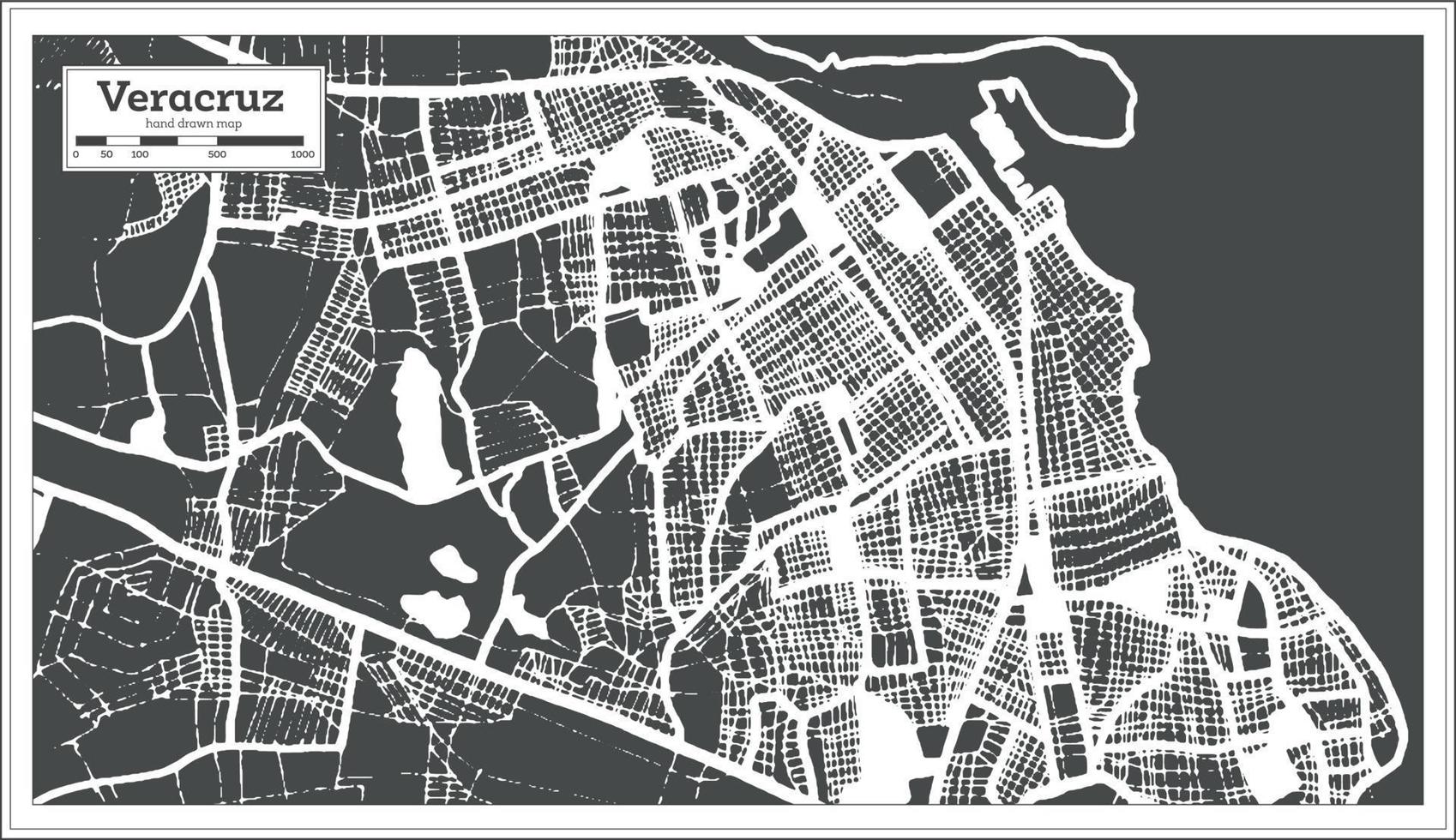 veracruz mexiko stadtplan im retro-stil. Übersichtskarte. vektor