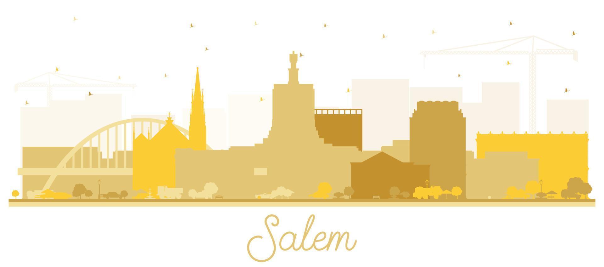 salem oregon city skyline silhouette mit goldenen gebäuden isoliert auf weiß. vektor