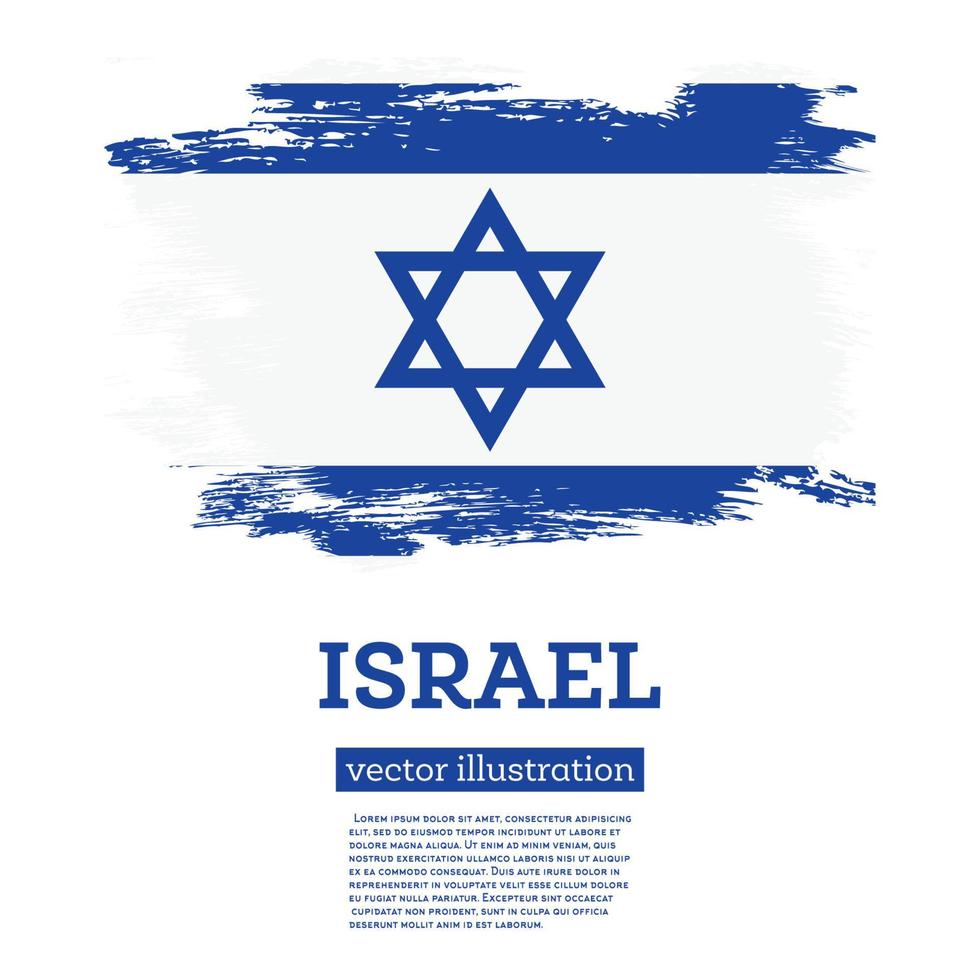 Israel-Flagge mit Pinselstrichen. Tag der Unabhängigkeit. vektor