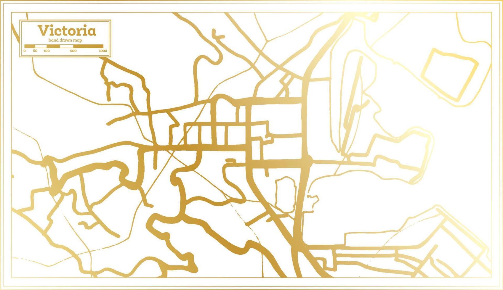 victoria Seychellerna stad Karta i retro stil i gyllene Färg. översikt Karta. vektor