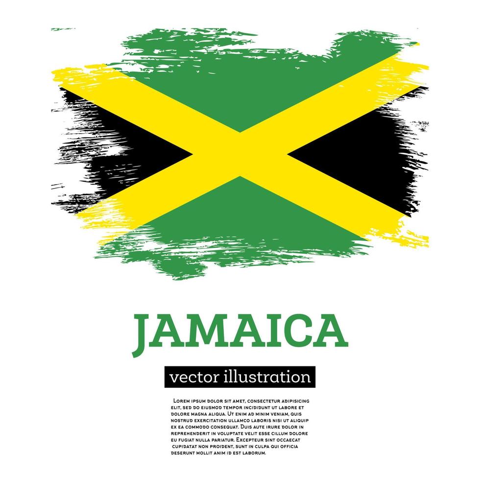 Jamaika-Flagge mit Pinselstrichen. Tag der Unabhängigkeit. vektor