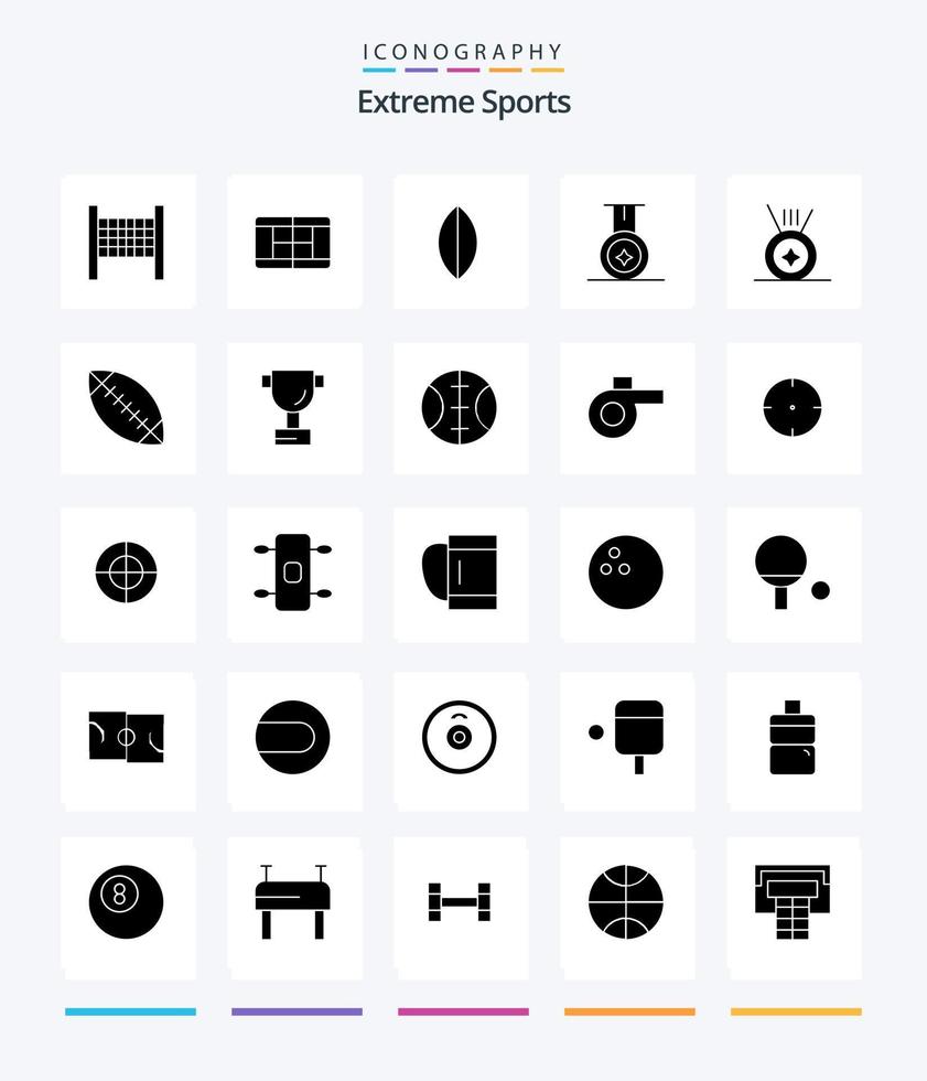 kreativ sport 25 glyf fast svart ikon packa sådan som vissla. sport. sport. baseboll. kopp vektor