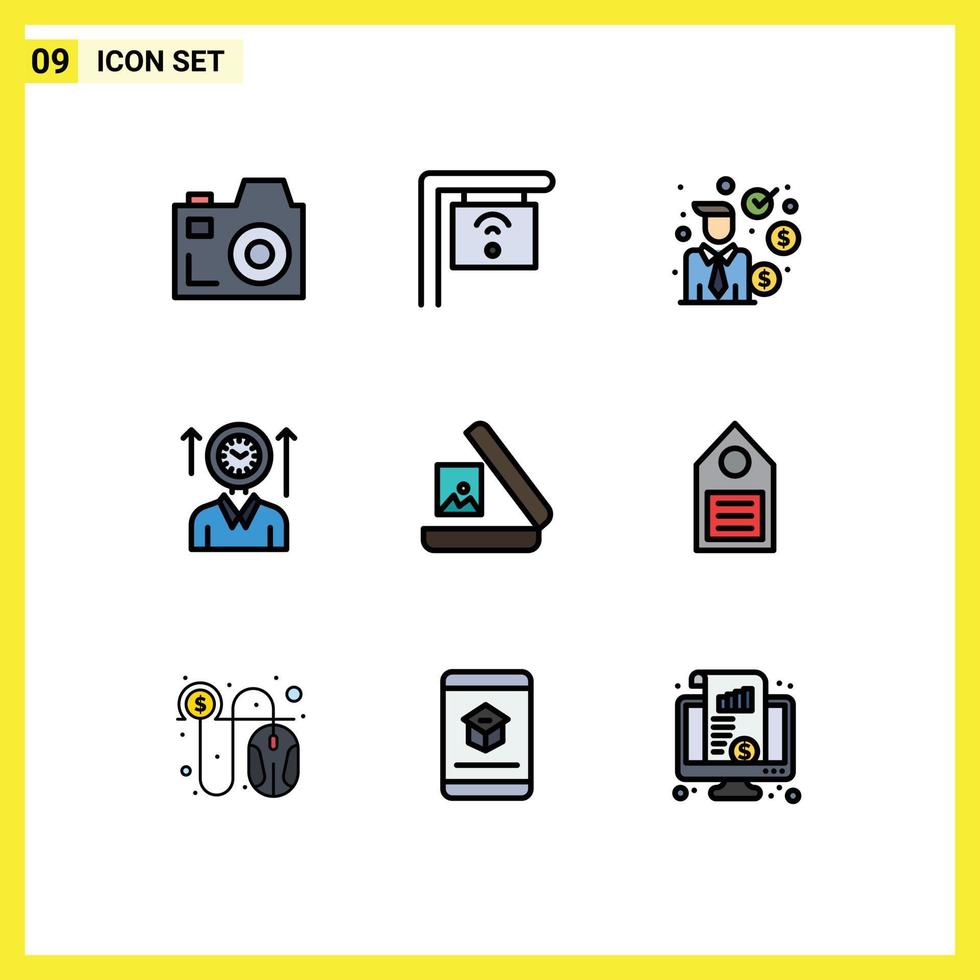 9 kreativ ikoner modern tecken och symboler av bild bild investerare timmar användare redigerbar vektor design element