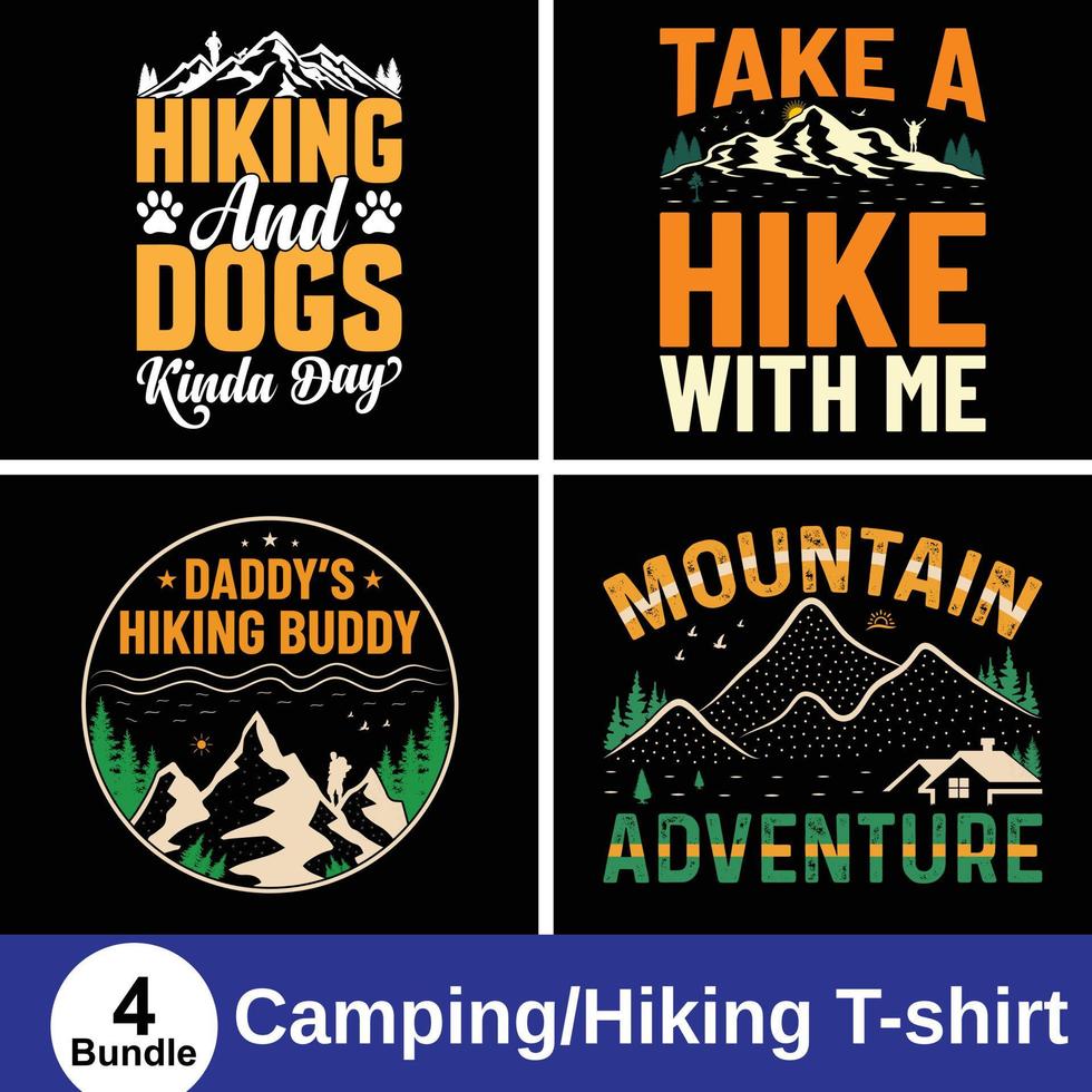 camping, vandring, berg älskare tshirt design vektor. använda sig av för t-shirt, muggar, klistermärken, kort, etc. vektor
