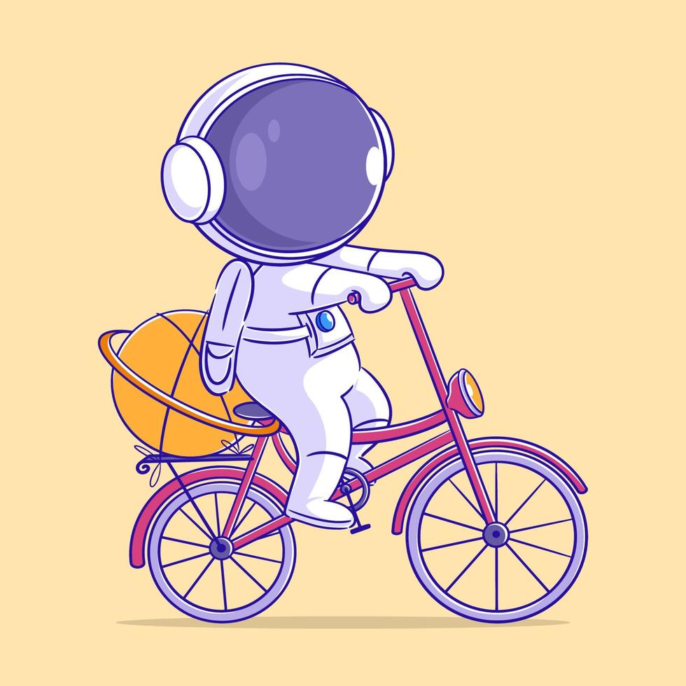 Astronaut fährt Fahrrad vektor