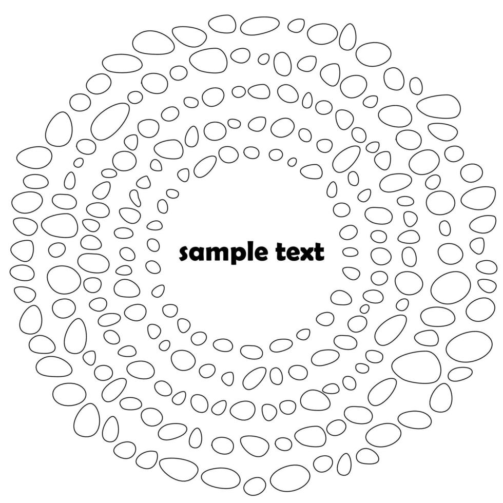 vektor cirkulär krans med cirklar och central Plats för din text. svartvit cirkel bakgrund.