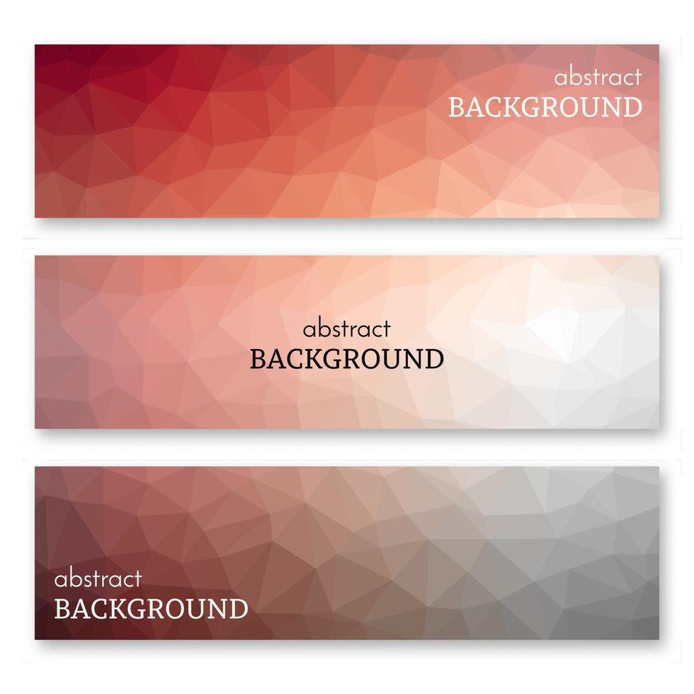 Set aus drei mehrfarbigen Bannern im Low-Poly-Art-Stil. Hintergrund mit Platz für Ihren Text. Vektor-Illustration vektor