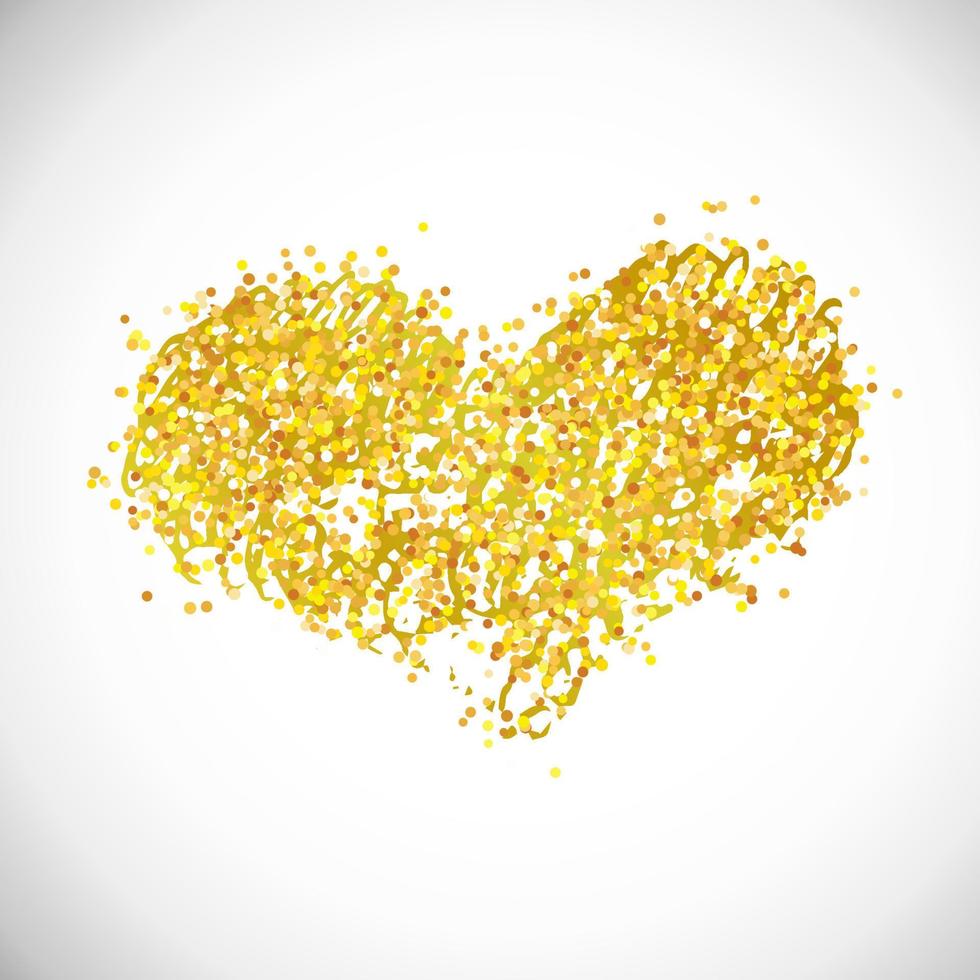 handgezeichnetes goldenes Glitzerherz. Symbol der Liebe. Vektor-Illustration vektor