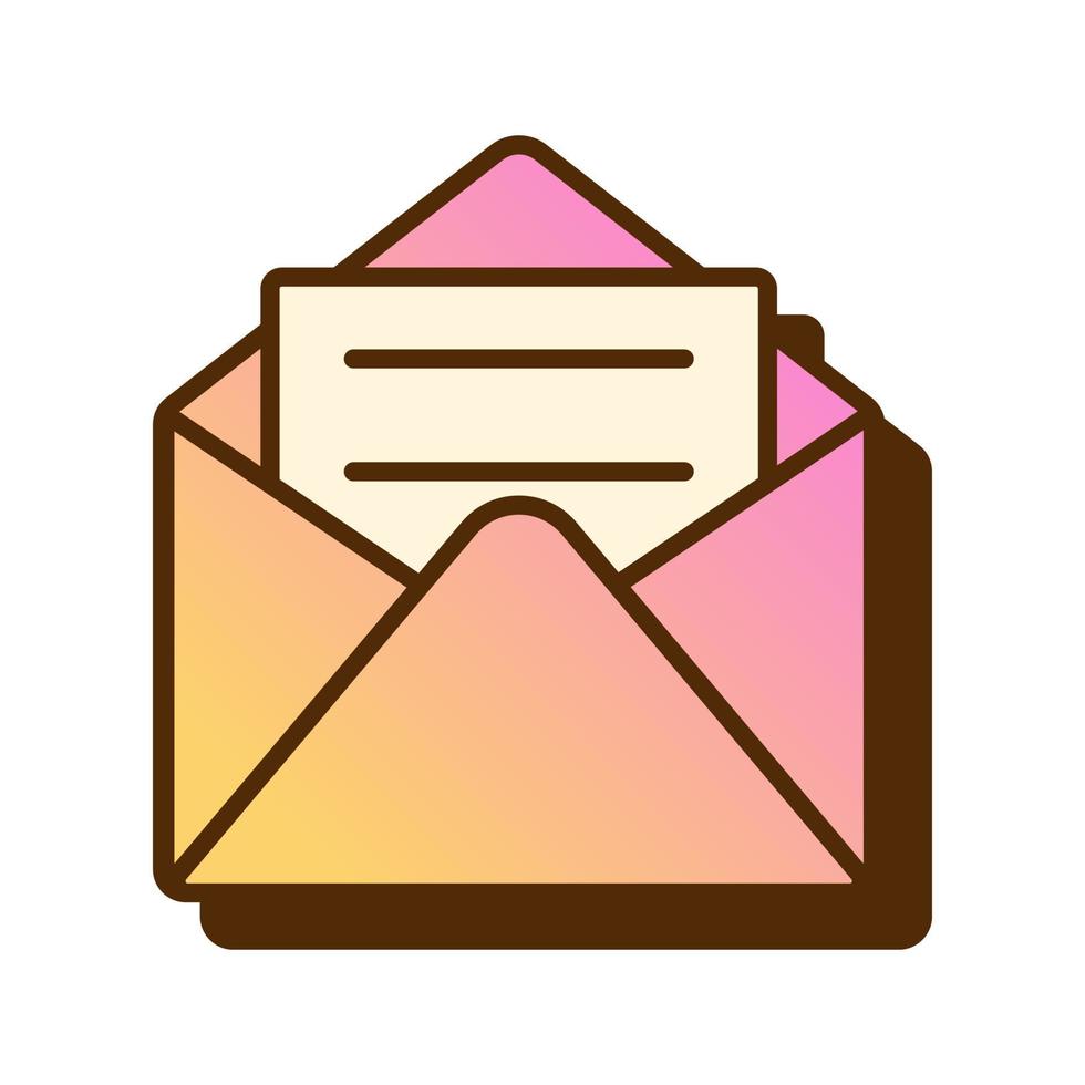 vektor retro lutning e-post ikon. ikon med öppen kuvert i platt design. brev.