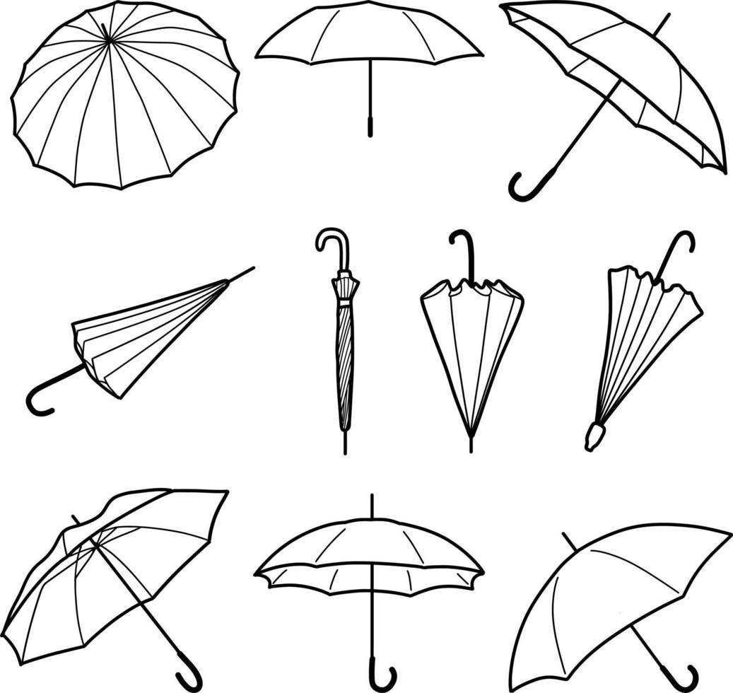 Regenschirm Strichzeichnungen vektor