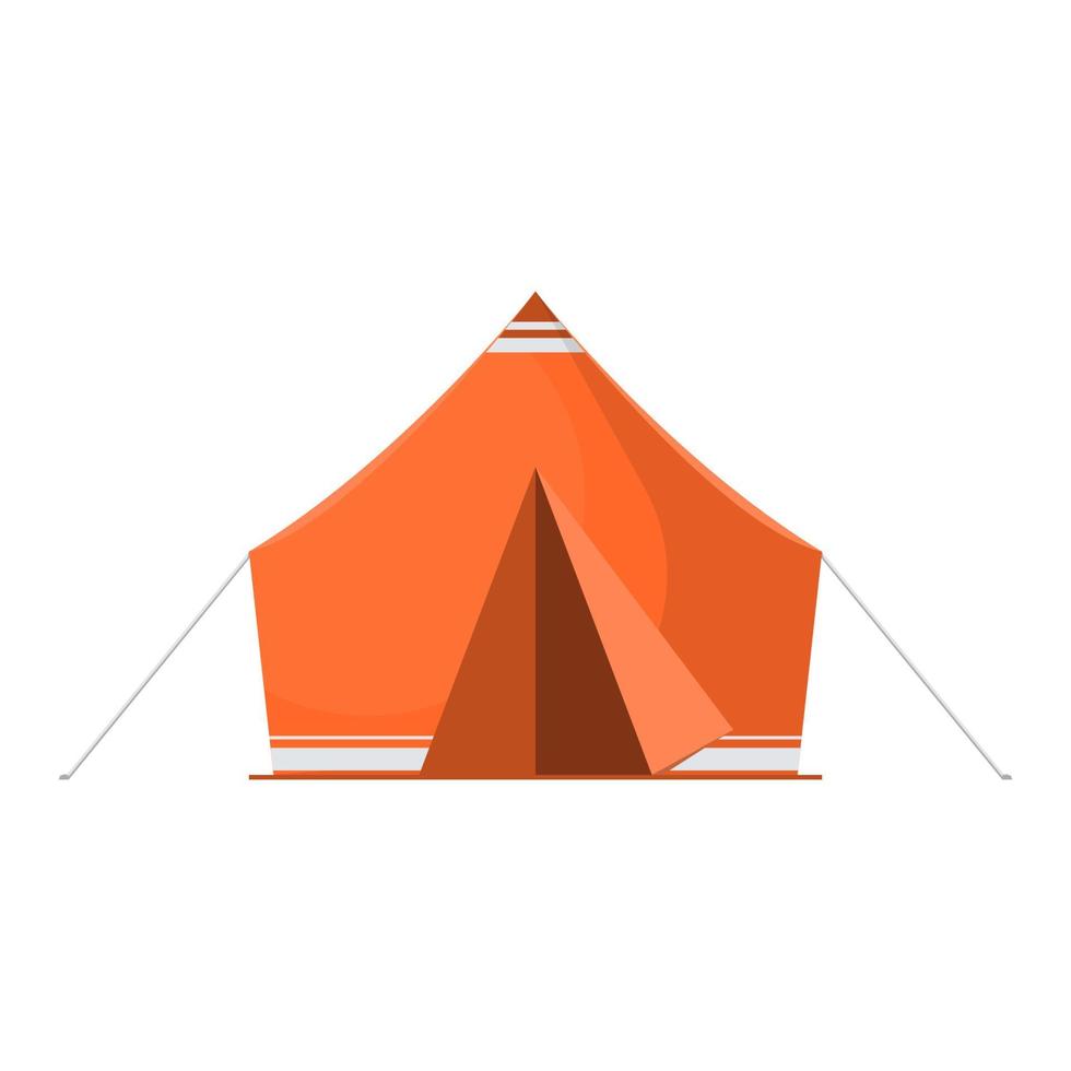 tecknad serie främre orange tält på isolerat bakgrund, vektor illustration.