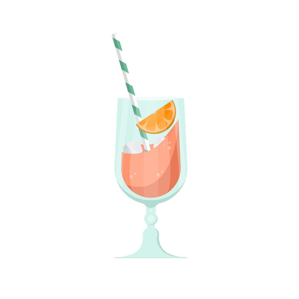 orange frukt uppfriskande cocktail på isolerat bakgrund, vektor illustration.