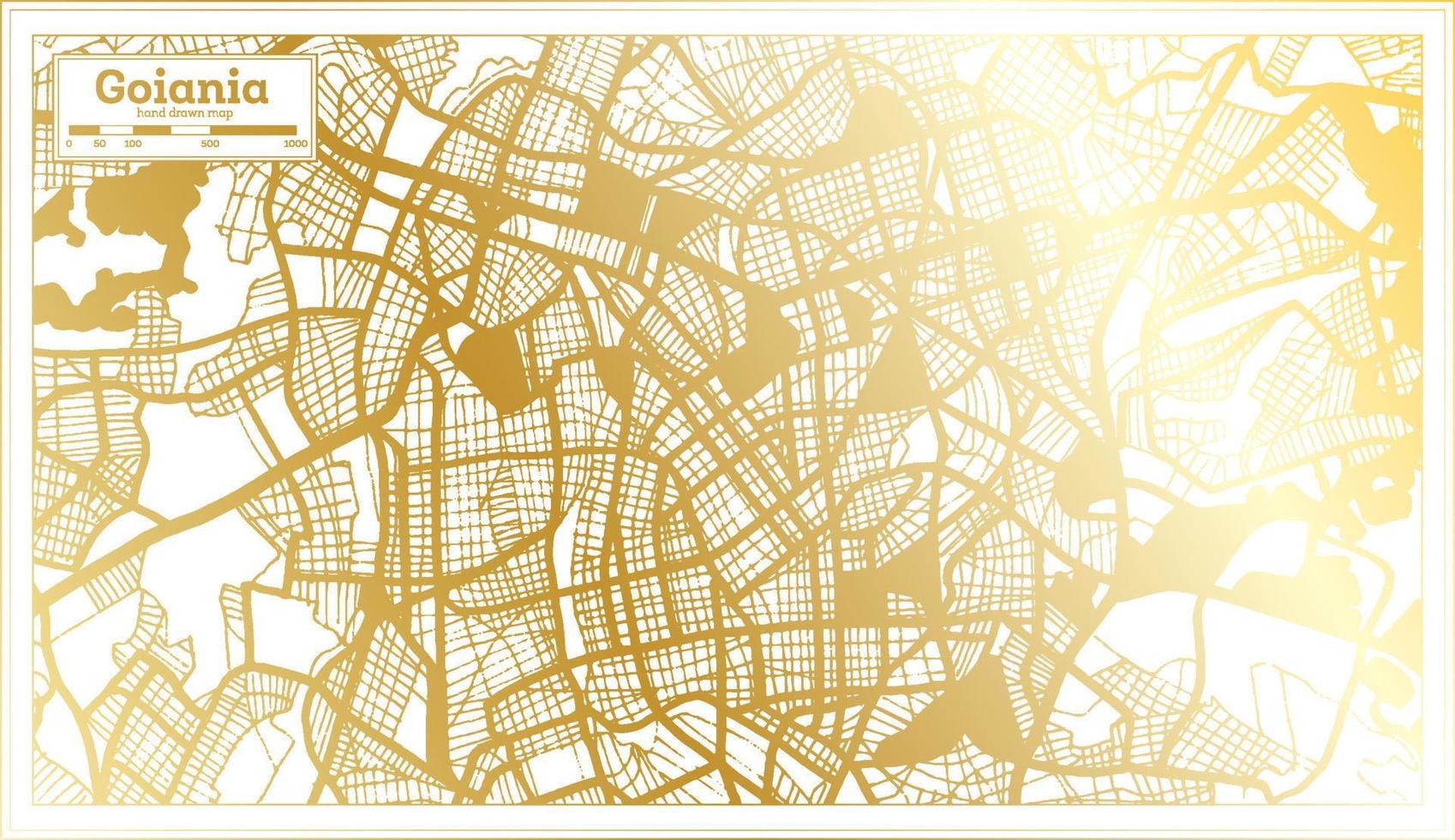 Goiania Brasilien Stadtplan im Retro-Stil in goldener Farbe. Übersichtskarte. vektor