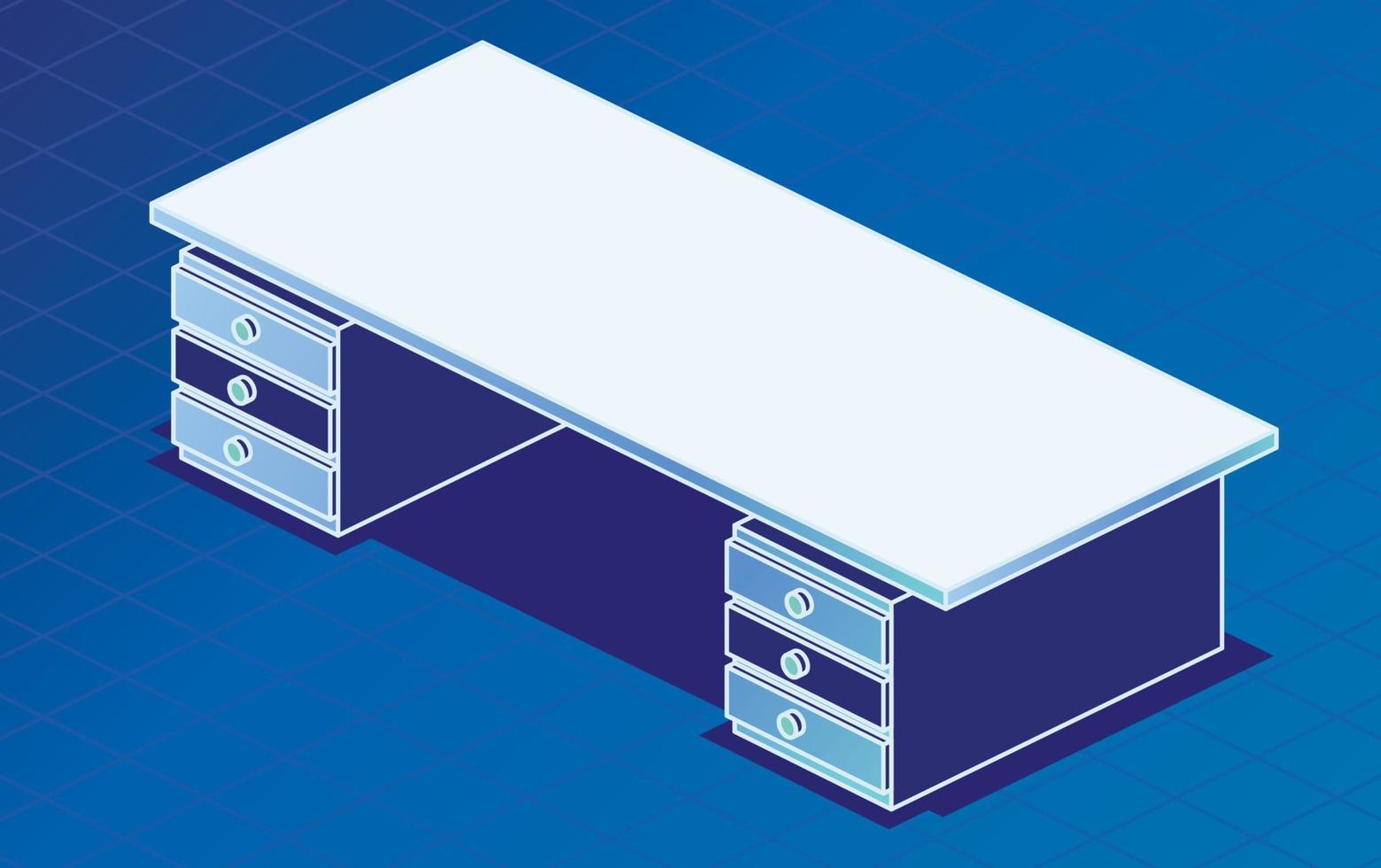 kontor tabell med lådor. tömma skrivbord. isometrisk begrepp. vektor