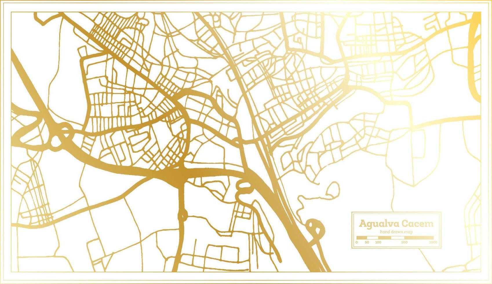 agualva cacem portugal stad Karta i retro stil i gyllene Färg. översikt Karta. vektor
