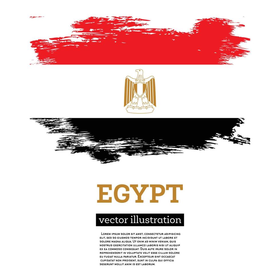 Ägypten-Flagge mit Pinselstrichen. Tag der Unabhängigkeit. vektor