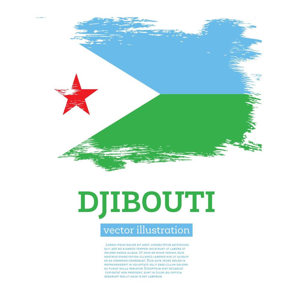 djibouti flagga med borsta slag. oberoende dag. vektor