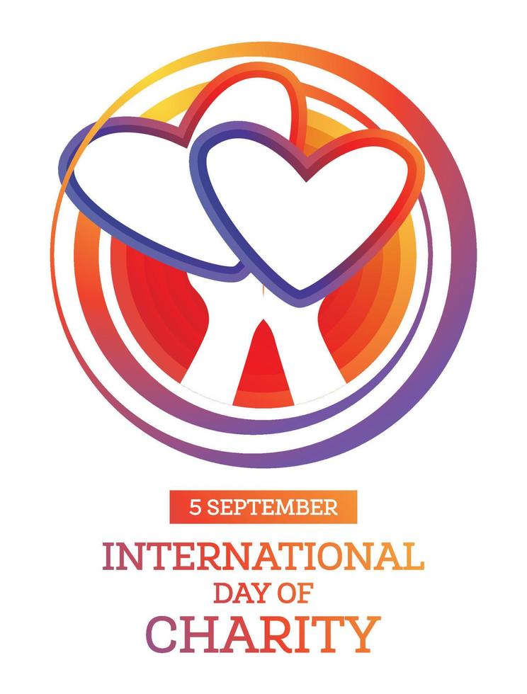 internationell dag av välgörenhet. observerats årligen på 5 september. vektor