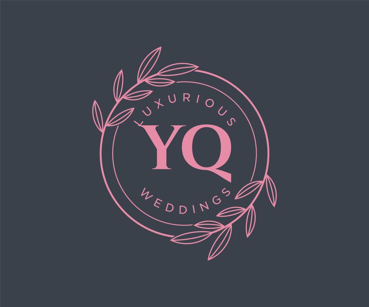 yq initialen brief hochzeit monogramm logos vorlage, handgezeichnete moderne minimalistische und florale vorlagen für einladungskarten, datum speichern, elegante identität. vektor
