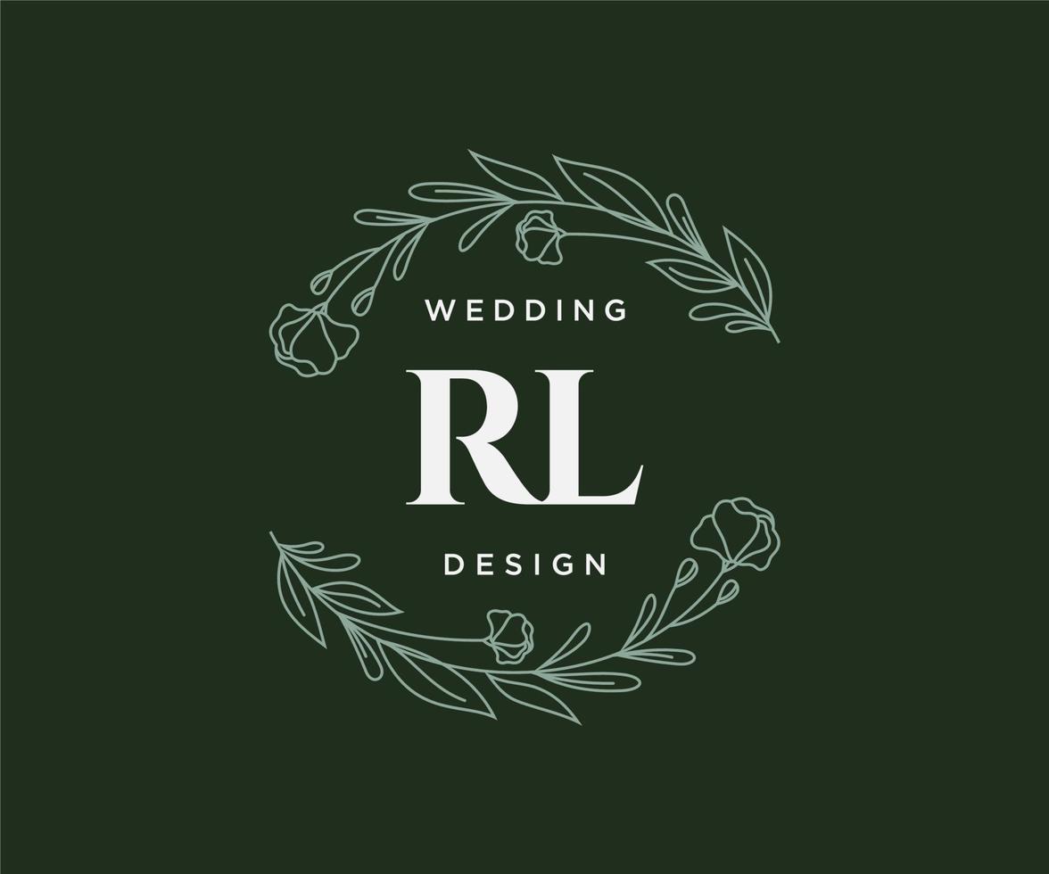 rl initialen brief hochzeit monogramm logos sammlung, handgezeichnete moderne minimalistische und florale vorlagen für einladungskarten, save the date, elegante identität für restaurant, boutique, café im vektor