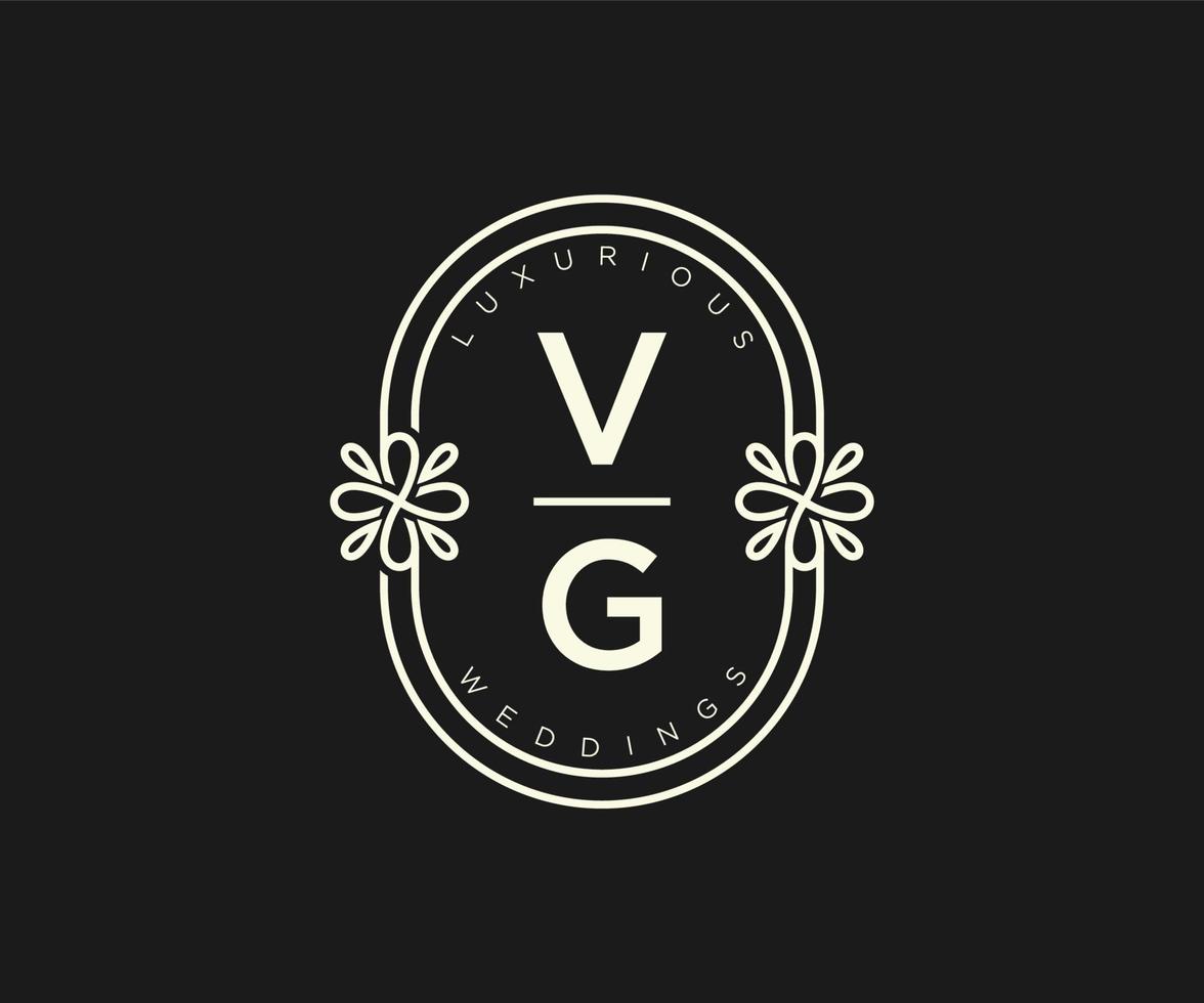 vg initialer brev bröllop monogram logotyper mall, hand dragen modern minimalistisk och blommig mallar för inbjudan kort, spara de datum, elegant identitet. vektor