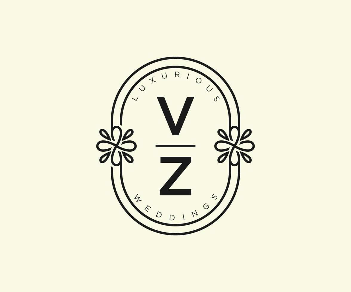 vz Initialen Brief Hochzeit Monogramm Logos Vorlage, handgezeichnete moderne minimalistische und florale Vorlagen für Einladungskarten, Datum speichern, elegante Identität. vektor