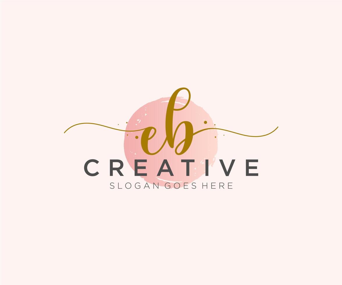 första eb feminin logotyp skönhet monogram och elegant logotyp design, handstil logotyp av första signatur, bröllop, mode, blommig och botanisk med kreativ mall. vektor