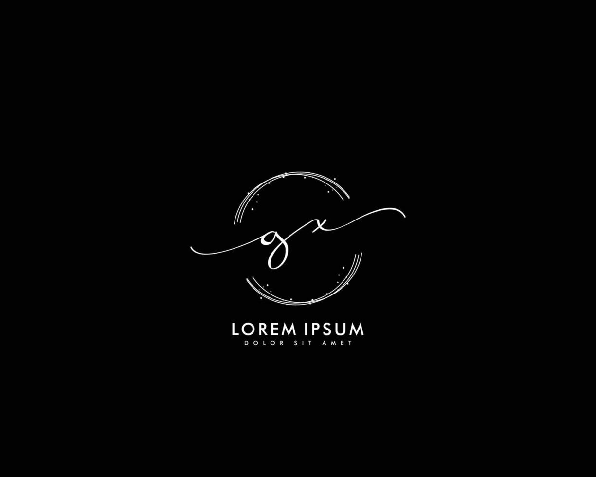 första gx feminin logotyp skönhet monogram och elegant logotyp design, handstil logotyp av första signatur, bröllop, mode, blommig och botanisk med kreativ mall vektor