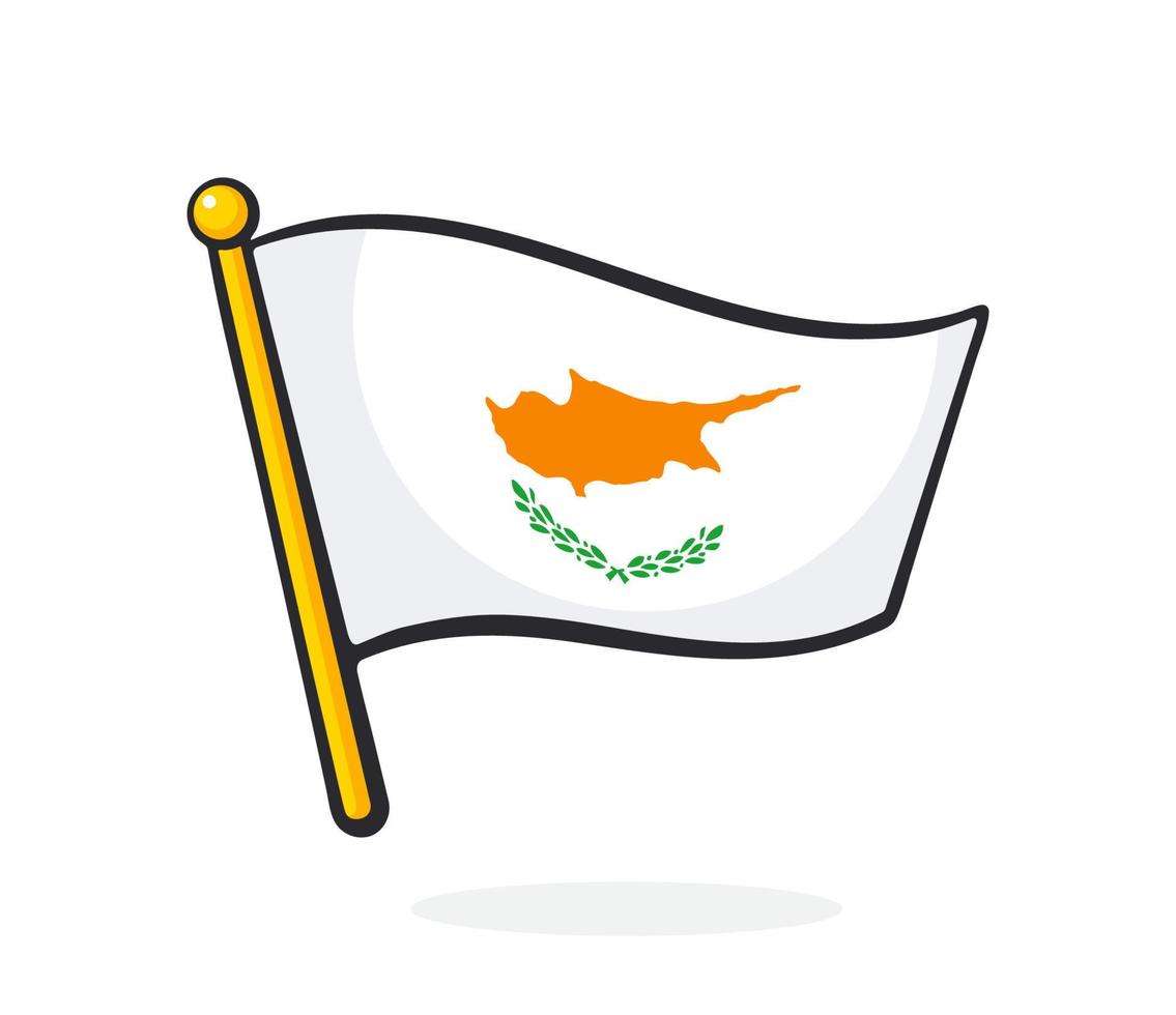 karikaturillustration der flagge von zypern auf fahnenmast vektor