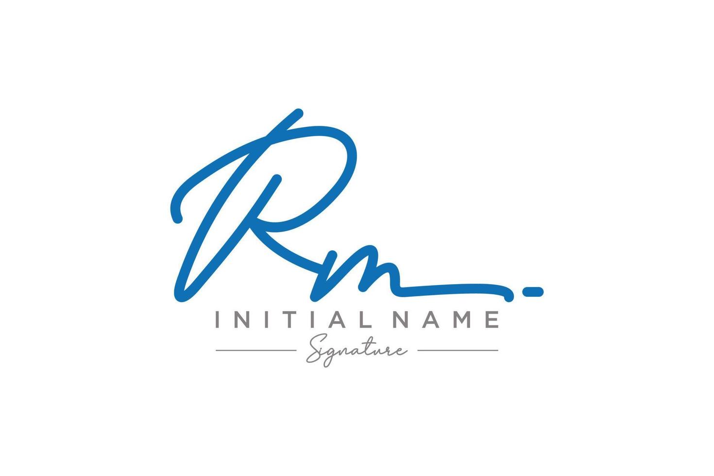 anfänglicher rm-Signatur-Logo-Vorlagenvektor. hand gezeichnete kalligraphiebeschriftungsvektorillustration. vektor