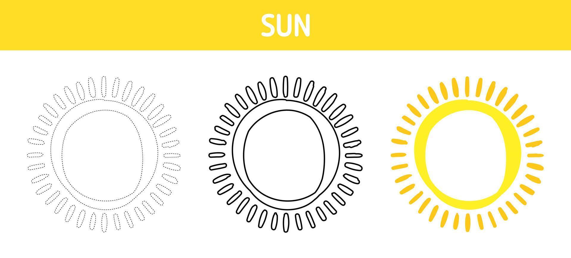 Sol spårande och färg kalkylblad för barn vektor