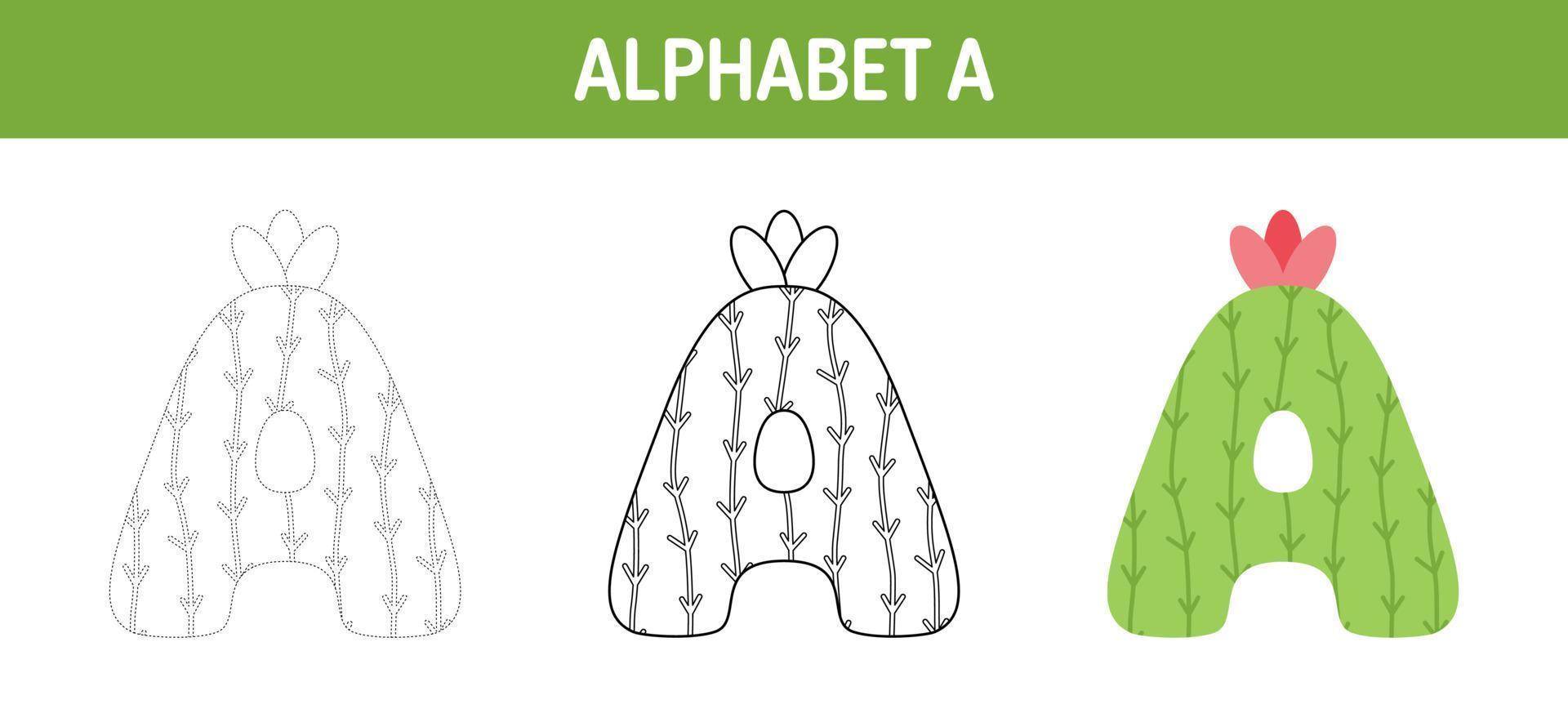 Alphabet ein Arbeitsblatt zum Nachzeichnen und Ausmalen für Kinder vektor