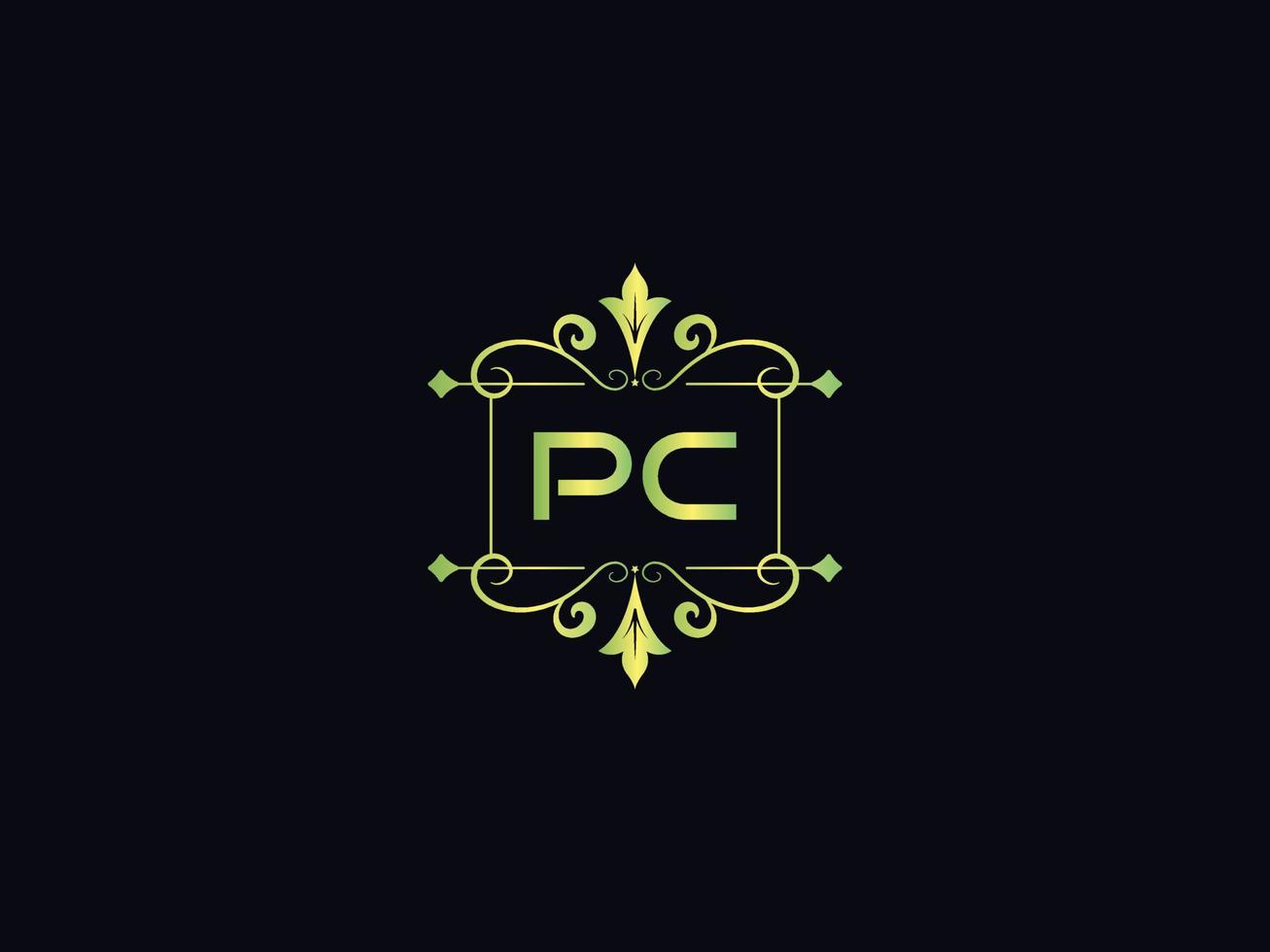 Monogramm-PC-Luxus-Logo, minimales PC-Buchstaben-Logo-Design vektor