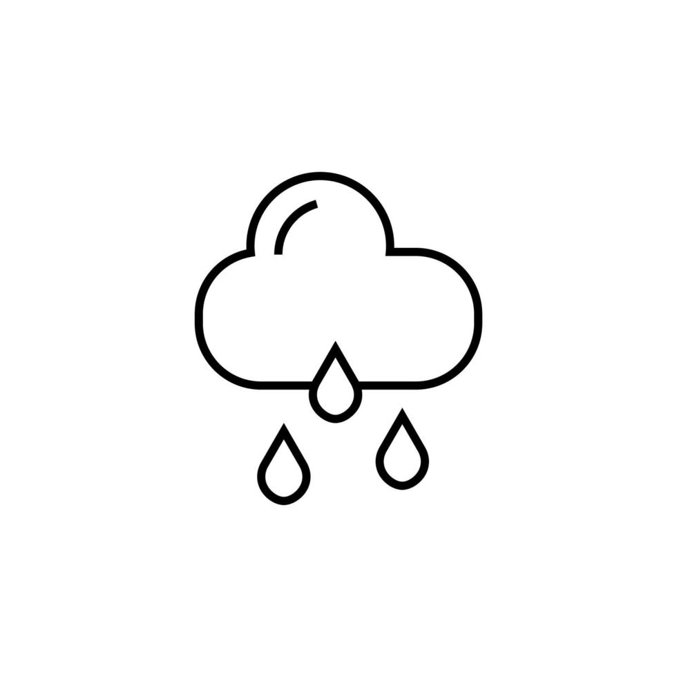 Symbol für Regen aus Wolkenlinie. Vektorzeichen gezeichnet mit schwarzer dünner Linie. editierbarer Strich. perfekt für ui, apps, webseiten, bücher, artikel vektor