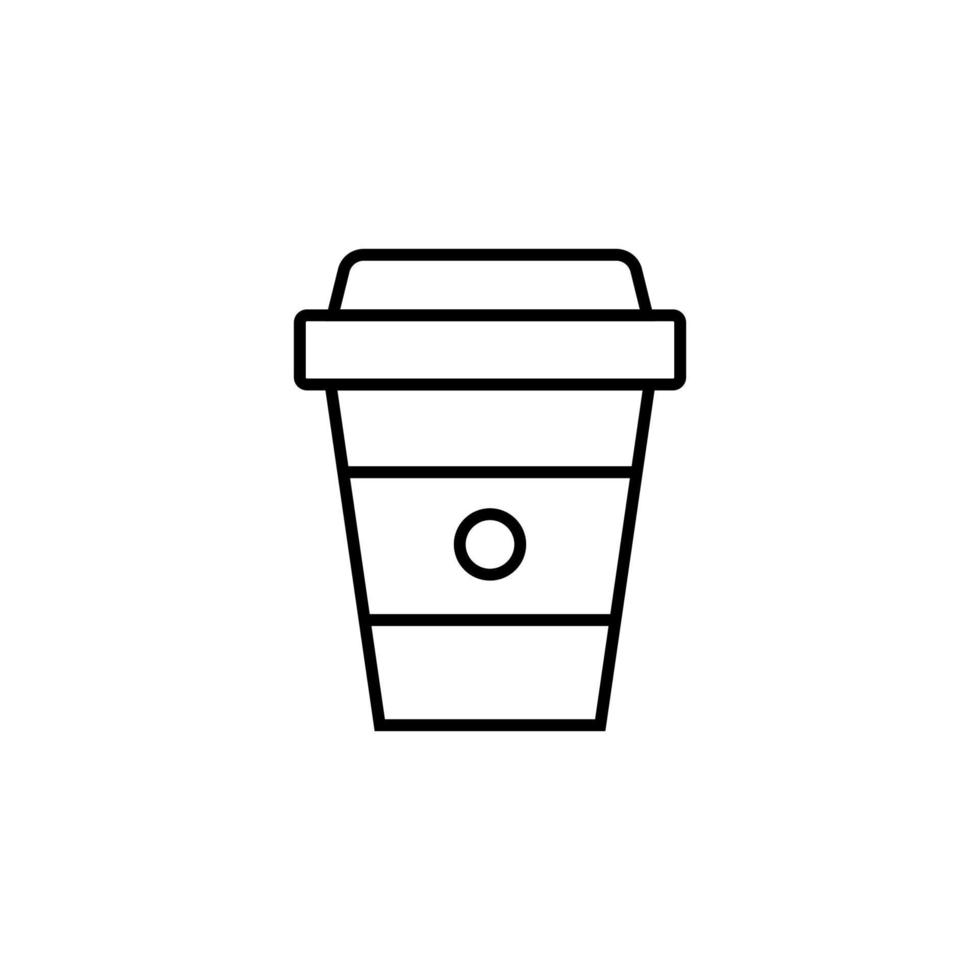 Einweg-Symbol für Tee- oder Kaffeetassen. Vektorzeichen gezeichnet mit schwarzer dünner Linie. editierbarer Strich. perfekt für ui, apps, webseiten, bücher, artikel vektor