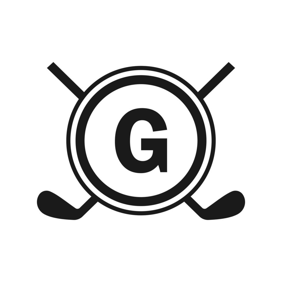 Hockey-Logo auf Buchstabe g-Vektorvorlage. amerikanisches eishockeyturnier-sportmannschaftslogo vektor