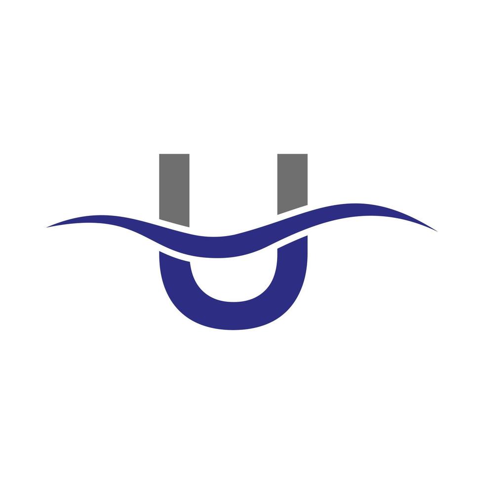 Buchstabe u Logo Zeichen Design Wasserwelle Konzept vektor