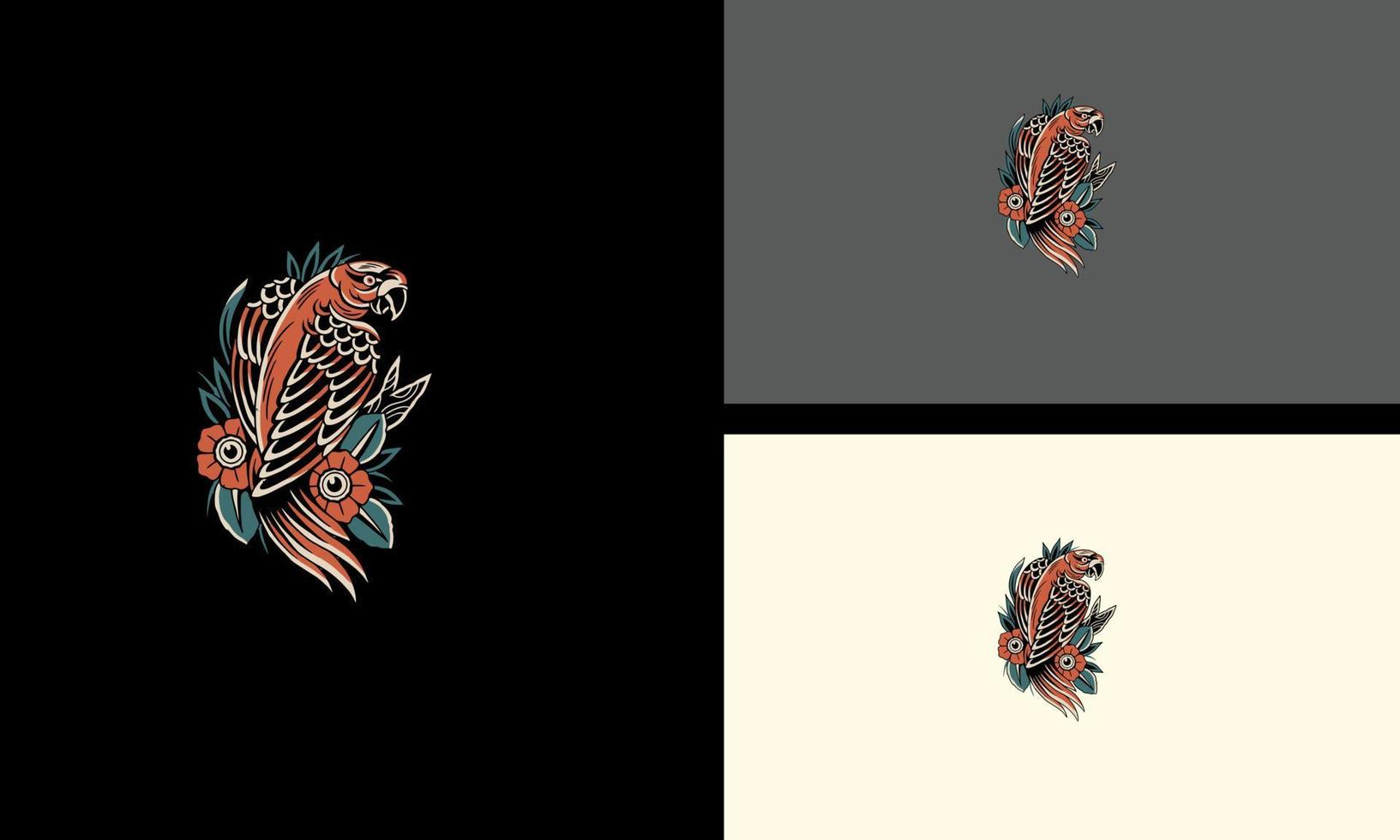 röd fågel och blommor vektor illustration maskot design