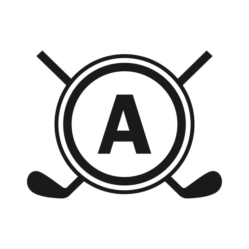 Hockey-Logo auf Brief eine Vektorvorlage. amerikanisches eishockeyturnier-sportmannschaftslogo vektor