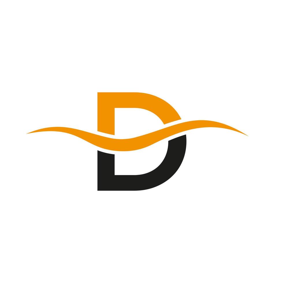 Buchstabe d Logo Zeichen Design Wasserwelle Konzept vektor