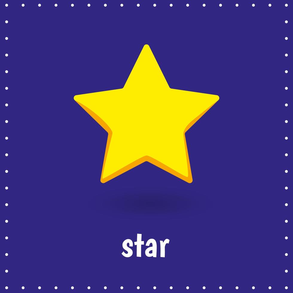 inlärning kort för ungar. gul stjärna. vektor