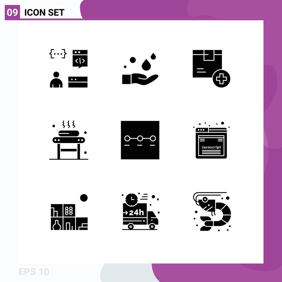 uppsättning av 9 modern ui ikoner symboler tecken för spa massage tvätta säng logistisk redigerbar vektor design element