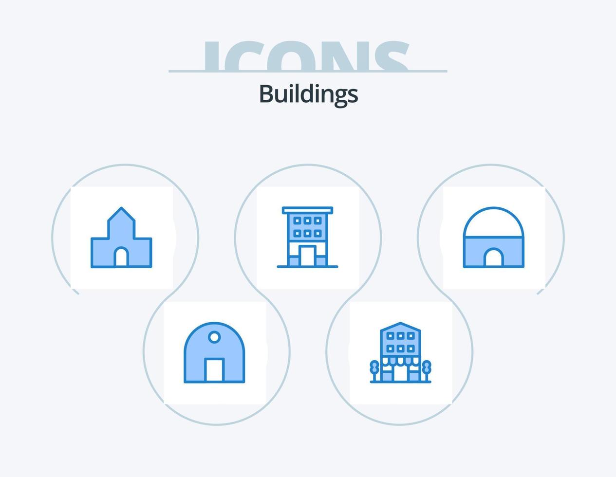 Gebäude blau Icon Pack 5 Icon Design. Schaufenster. Gebäude. Schaufenster. Gebäude. Kapelle vektor