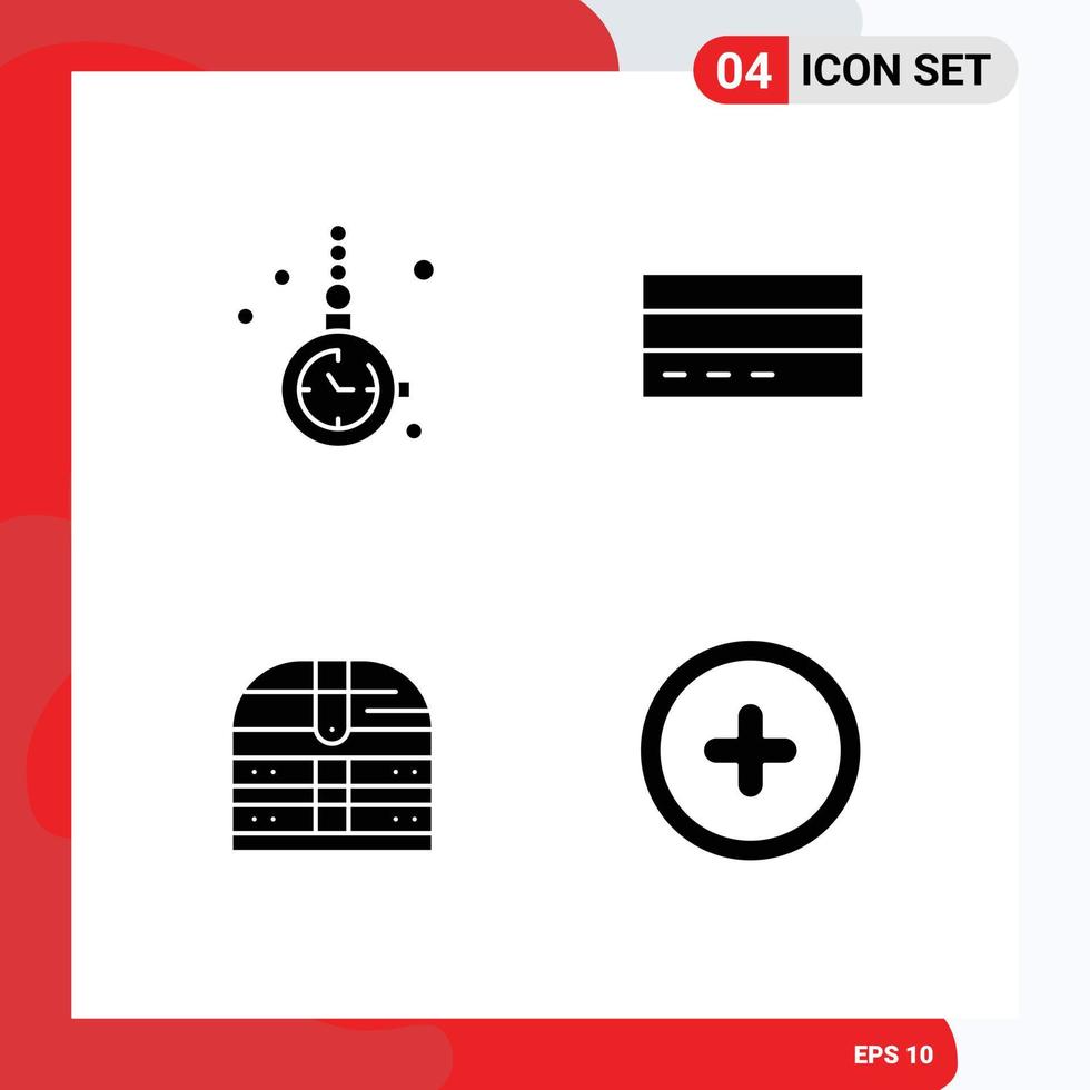 Stock Vector Icon Pack mit 4 Zeilenzeichen und Symbolen für die Accessorize-Schnittstelle Schmuckkartenbox editierbare Vektordesign-Elemente