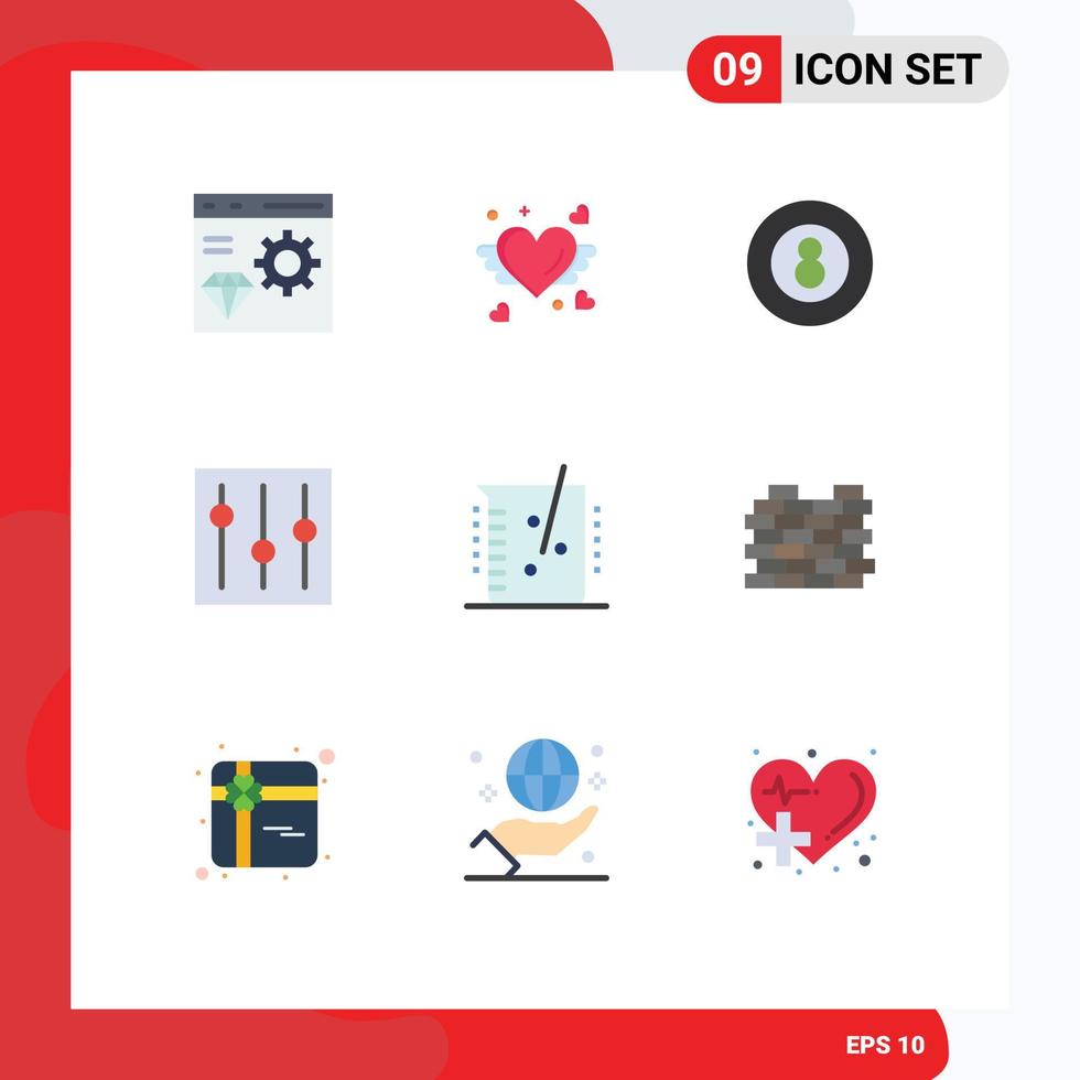 9 användare gränssnitt platt Färg packa av modern tecken och symboler av miljö element bröllop grundläggande sport redigerbar vektor design element
